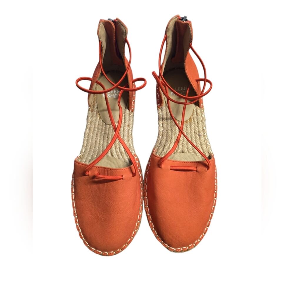 Eileen Fisher Orange Leather Espadrille Flats